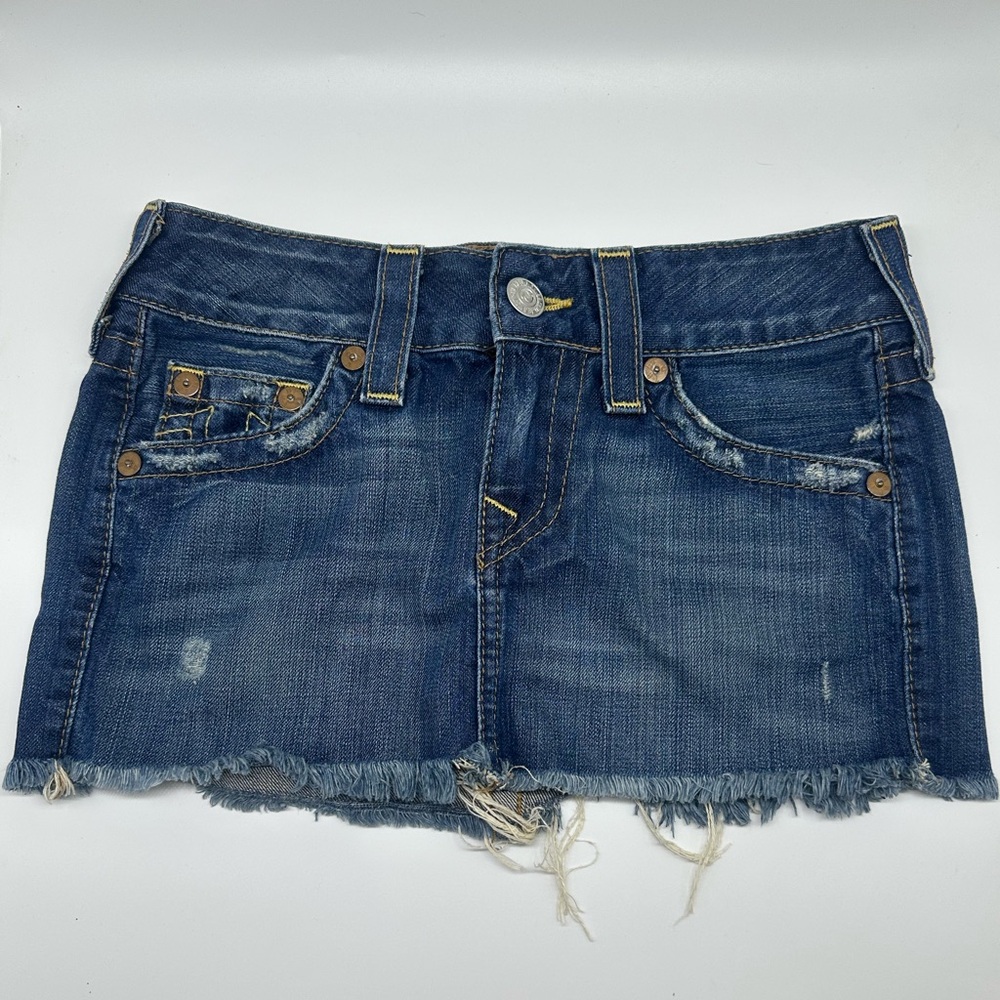 True Religion Denim Skirt with Button Detail